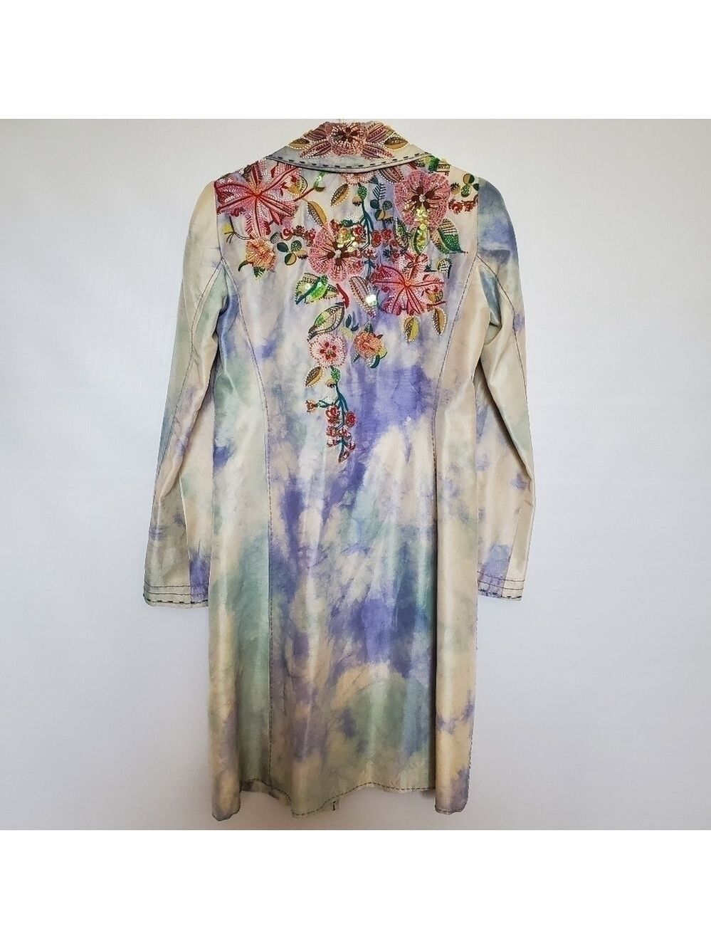 Johnny Was BIYA Jacket Silk Women Vintage Rare Sequin Embroider Beaded Blue (XS) - Picture 3 of 16
